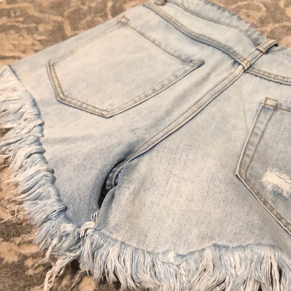 HighRise Distressed Jeans Shorts - Picture 4 of 4